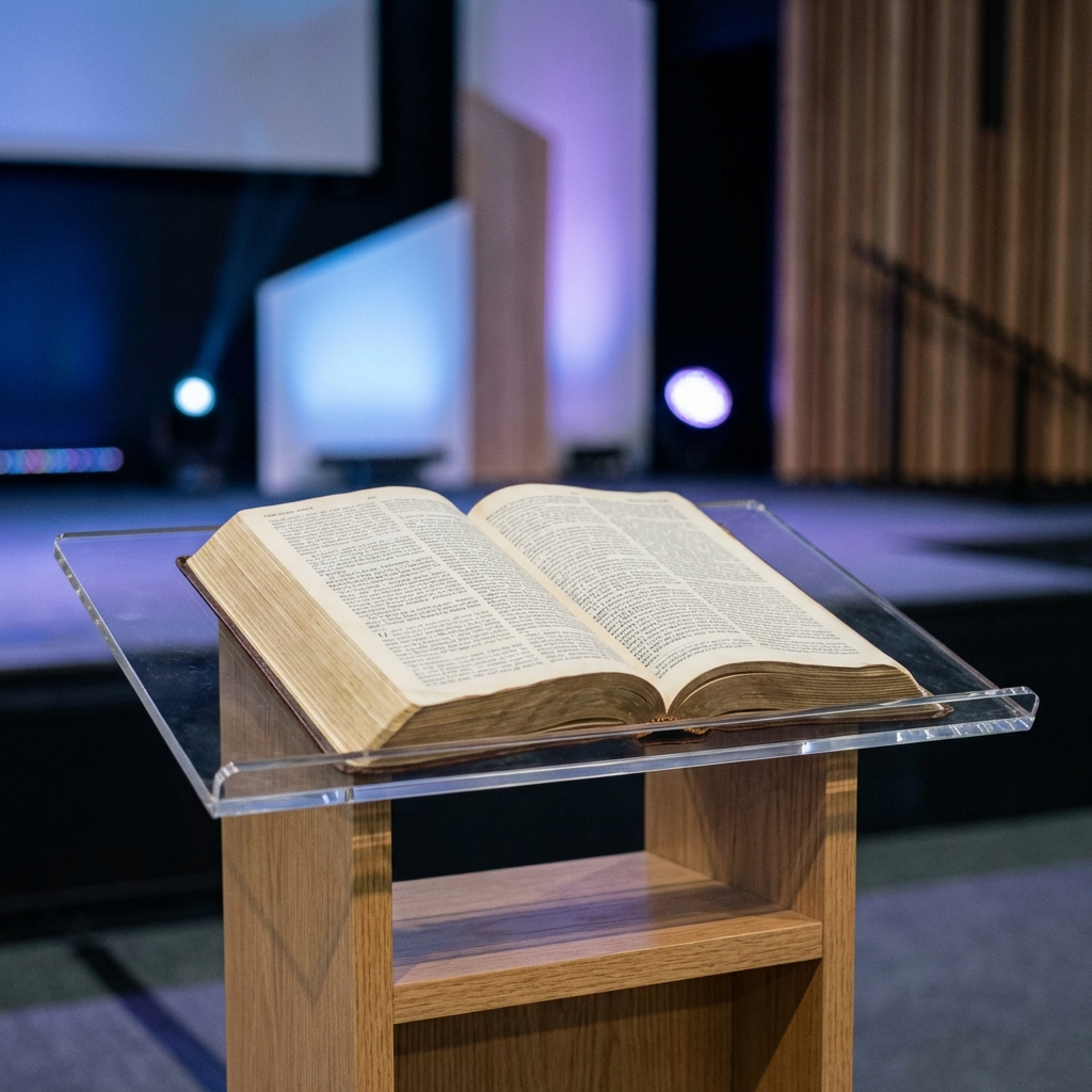 Open Bible in Modern Church
